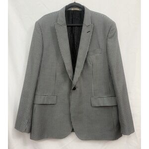 Rossi Man Blazer Mens‎ 46R 100% Wool Noah Super 150s Jacket Black White Check